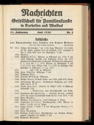 11. Jahrgang, Nr. 2, Juni 1936