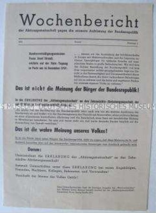 Mitteilungsblatt der Aktionsgemeinschaft gegen die atomare Aufrüstung der Bundesrepublik