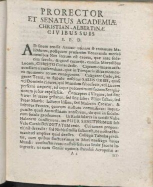 Prorector Et Senatus Academiæ Christian-Albertinæ Civibus Suis S. P. D.