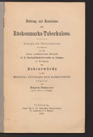 Beitrag zur Kenntniss der Rückenmarks-Tuberkulose
