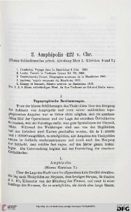 2: Amphipolis 422 v. Chr. (Hierzu Schlachtenatlas griech. Abteilung Blatt 3, Kärtchen 6 u. 7)