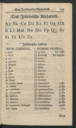 Das Italiaenische Alphabeth [..] von der Aussprache.