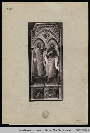 Altarretabel : Linker Altarflügel mit den Heiligen Johannes der Täufer und Nemesius