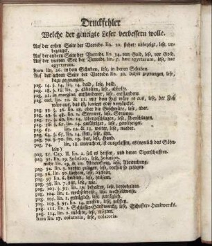 Druckfehler Welche der geneigte Leser verbessern wolle.