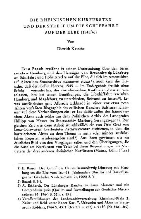 Die rheinischen Kurfürsten und der Streit um die Schiffahrt auf der Elbe (1545/46)