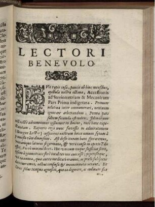 Lectori Benevolo.