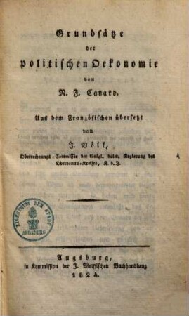 Grundsätze der politischen Oekonomie