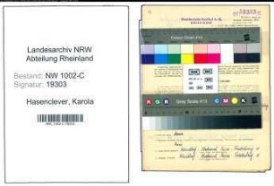 Entnazifizierung Karola Hasenclever, geb. 01.09.1905 (Einkaeuferin)