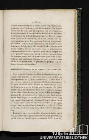 Phénomènes chimiques de la fermentation alcoolique.