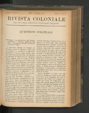 Questioni Coloniali.
