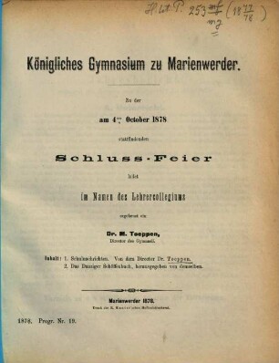 Zu der am ... stattfindenden Schluß-Feier ladet im Namen des Lehrer-Collegiums ehrerbietigst ein. 1877/78