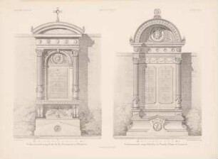 Grabmal Benckisser, Pforzheim und Grabmal Pflüger, Lörrach: Ansichten (aus: Architektonisches Skizzenbuch, H. 155/2, 1879)