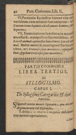 Partis Communis Liber Tertius, De Syllogismo.