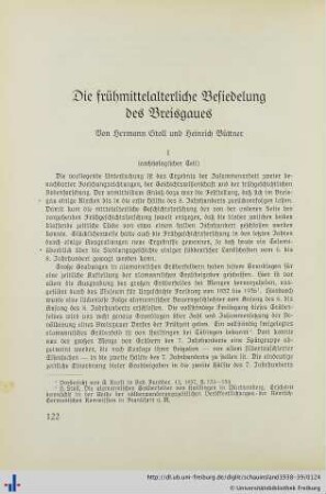 Die frühmittelalterliche Besiedelung des Breisgaus.