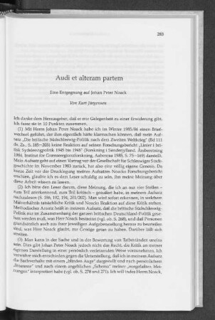 Audi et alteram partem : Eine Entgegnung auf Johan Peter Noack