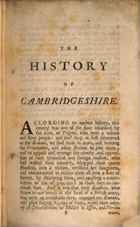 The history of the country of Cambridge