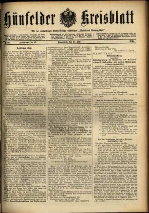 Ausgabe vom Samstag, den 31. Juli 1915.