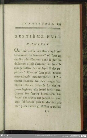Septième Nuit. L' Amitié