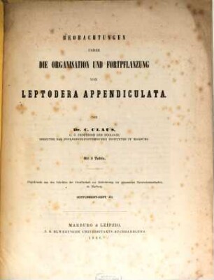 Beobachtungen über die Organisation und Fortpflanzung von Leptodera Appendiculata