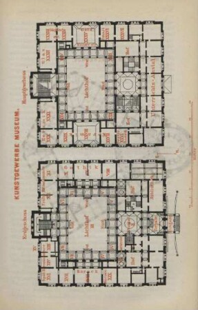 Grundriss. Kunstgewerbe Museum. Erdgeschoss und Hauptgeschoss