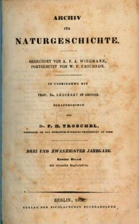 Archiv für Naturgeschichte : Zeitschrift für systematische Zoologie. 23, 23. 1857