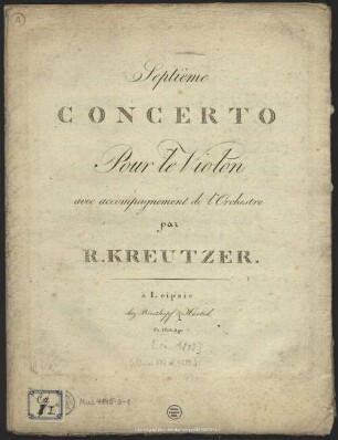 Septième Concerto Pour le Violon avec accompagnement de l'Orchestre