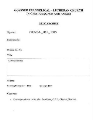 Correspondence from Pastors
