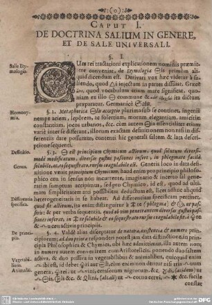 Caput I. De Doctrina Salium in Genere, et de Sale Universali.