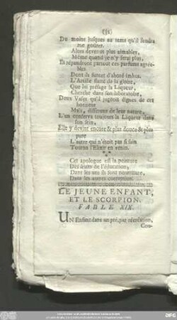 Le Jeune Enfant, Et Le Scorpion. Fable XIX.