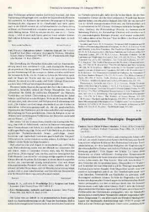 Systematische Theologie: Dogmatik