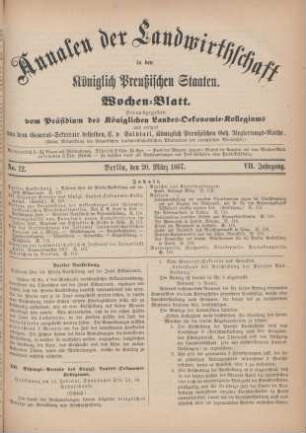 No. 12. Berlin, den 20. März 1867. VII. Jahrgang.