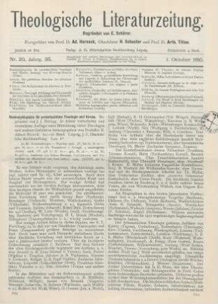 609-611 [Rezension] Hauck, Albert (Hrsg.), Enzyklopädie für protestantische Theologie und Kirche. 20. - 22. Band. 3., verb. u. verm. Aufl