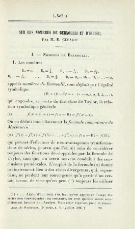 Sur les nombres de Bernoulli et d'Euler.