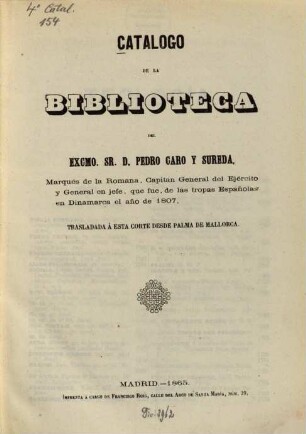 Catálogo de la biblioteca del Exemo