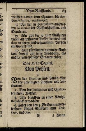 Das XIII. Capitel. Von Pohlen.