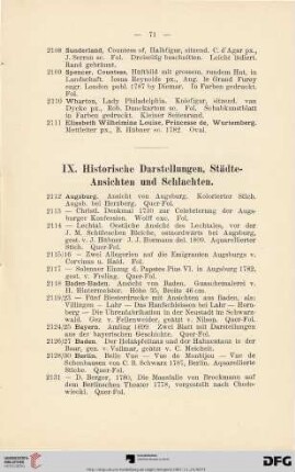 IX. Historische Darstellungen, Städte-Ansichten und Schlachten (Nr. 2112-2335)