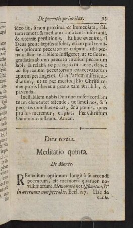 93-111, Dies tertia. Meditatio quinta. De Morte
