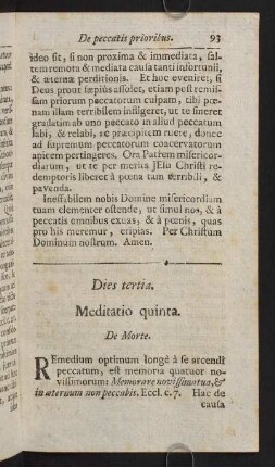 93-111, Dies tertia. Meditatio quinta. De Morte
