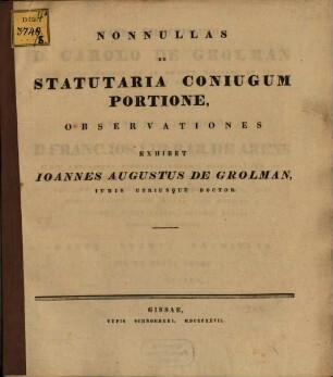Nonnullas de statutaria coniugum portione observationes