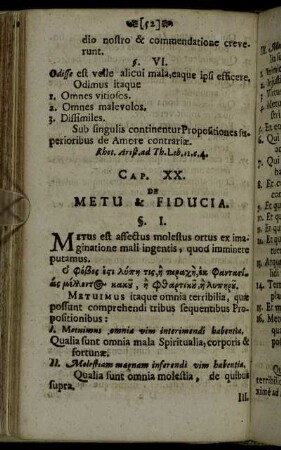 Cap. XX. De Metu & Fiducia.