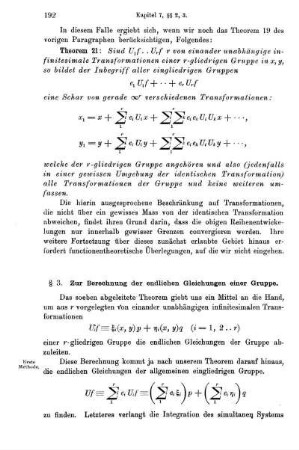 § 3. Zur Berechnung der endlichen Gleichungen einer Gruppe.