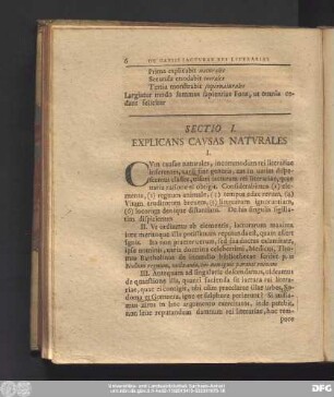Sectio I. Explicans Causas Naturales