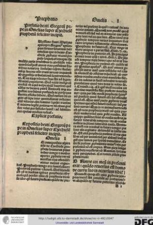 Prefatio beati Gregorii pape in omelias super Ezechielem prophetam feliciter incipit.
