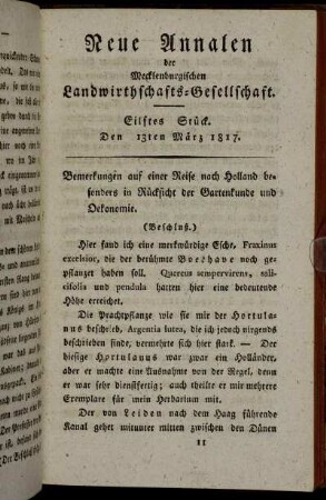 Eilftes Stück. Den 13ten März 1817