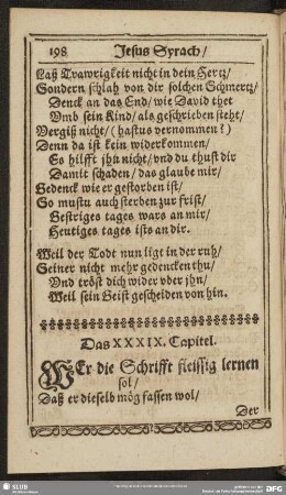 Das XXXIX. Capitel. Wer die Schrifft fleissig lernen sol, Daß er dieselb mög fassen wol, ...