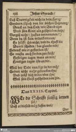 Das XXXIX. Capitel. Wer die Schrifft fleissig lernen sol, Daß er dieselb mög fassen wol, ...