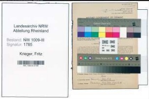 Entnazifizierung Fritz Krieger , geb. 14.09.1907 (Zollsekretaer)