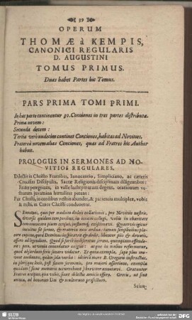 Tomus Primus