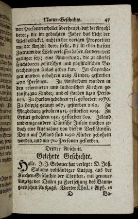 Dritter Abschnitt. Gelehrte Geschichte.