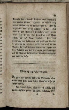 Würde im Betragen.